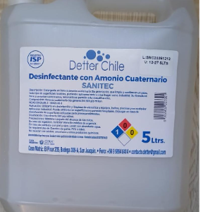 DESINFECTANTE AMONIO CUATERNARIO SANITEC DETTER 5 LITROS